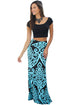 Sexy Blue Tendril Printed Maxi Skirt